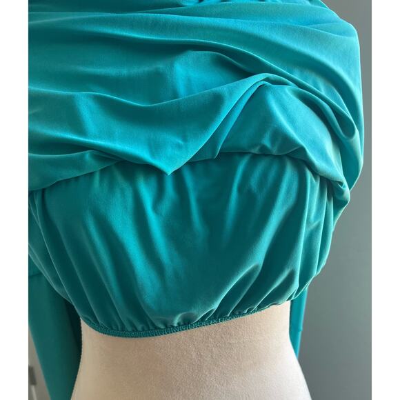 New York & Company Teal Aztec Jersey Knit Maxi Sleeveless Built In Bra Dress L - Picture 7 of 11